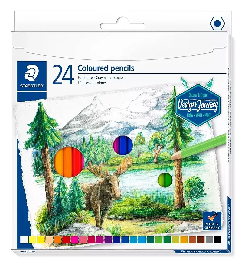 Kredki sześciokątne design journey 24 kolory staedtler