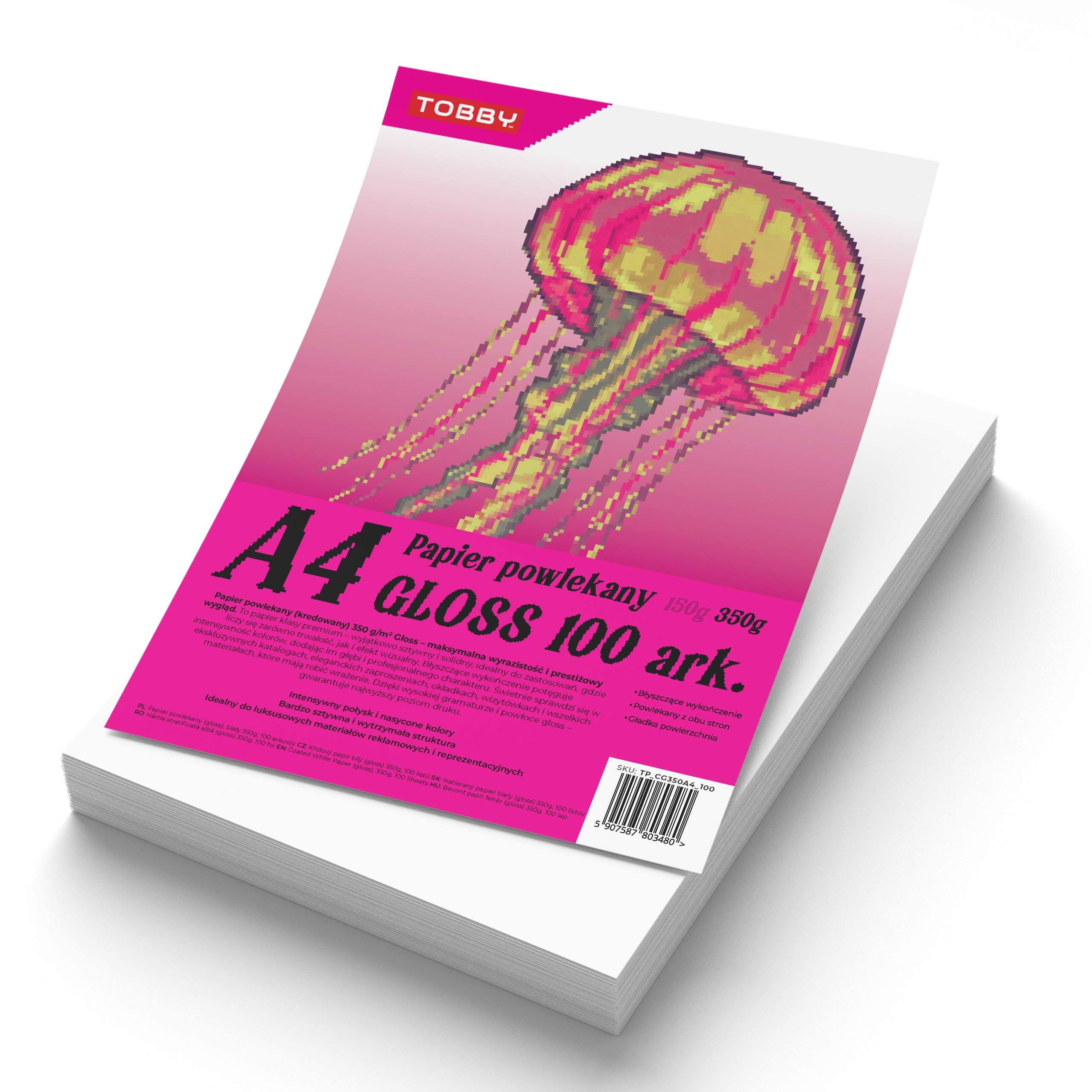 Papier A4 powlekany kredowany gloss 100 ark. 350g