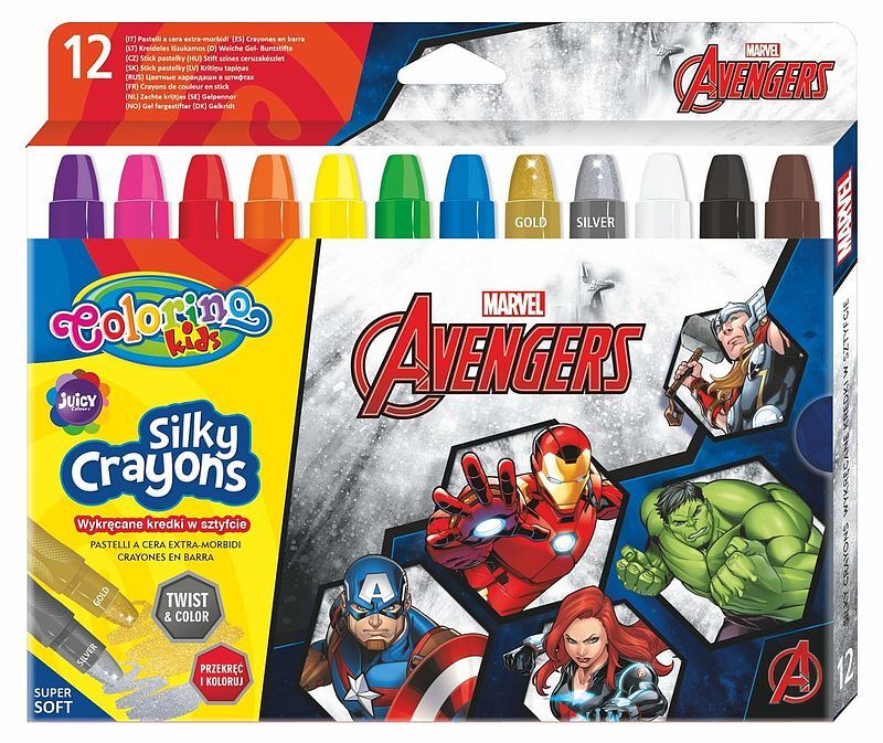 Kredki żelowe wykręcane colorino kids 12 kolorów avengers