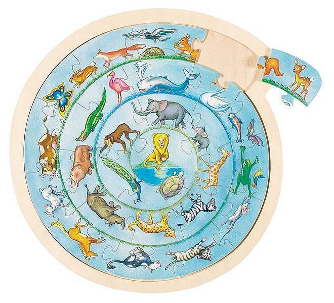 Okrągłe puzzle parada zwierząt