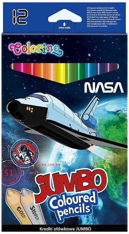 Kredki ołówkowe trójkątne jumbo colorino nasa 12 kolorów