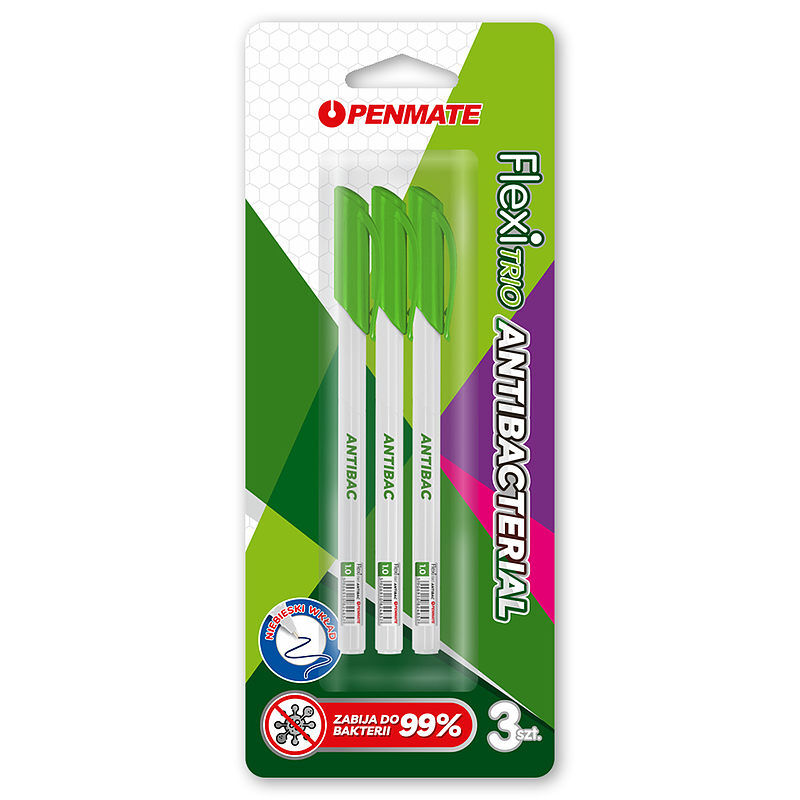 Długopis flexi trio jet antibacterial penmate 3 szt. Blister