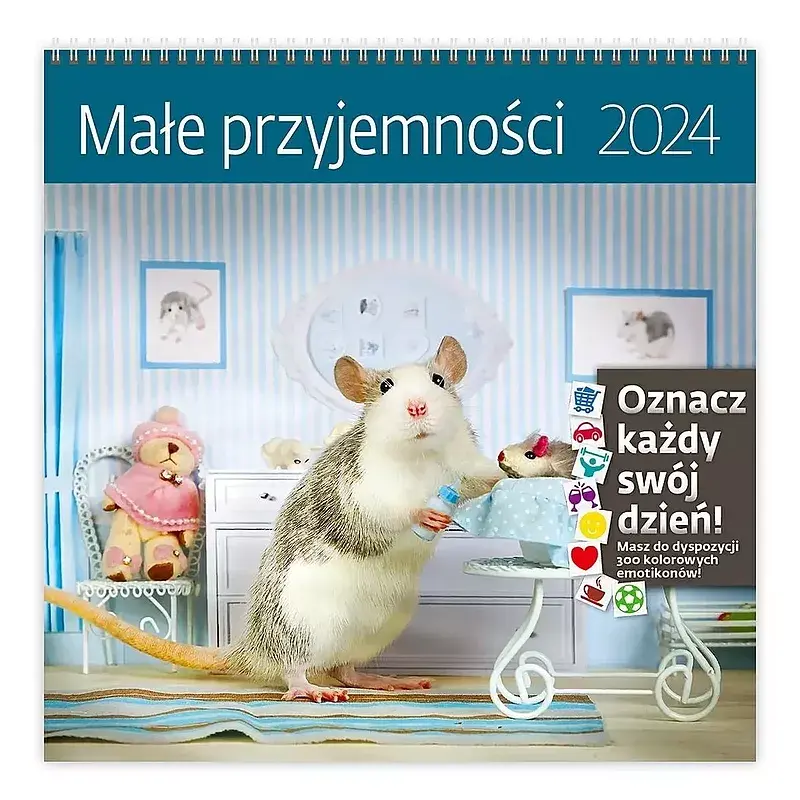 Kalendarz 2024 małe przyjemności z naklejkami ścienny