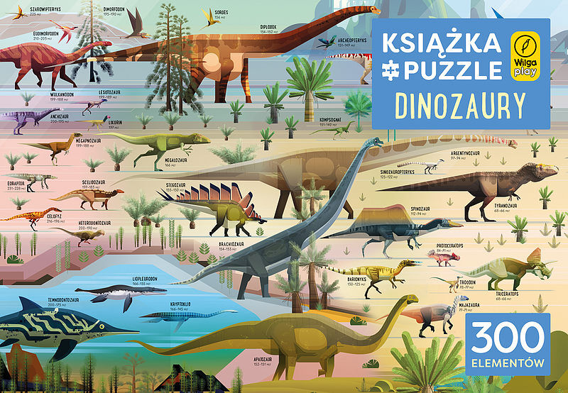 Dinozaury. Puzzle 300 elem. + książka