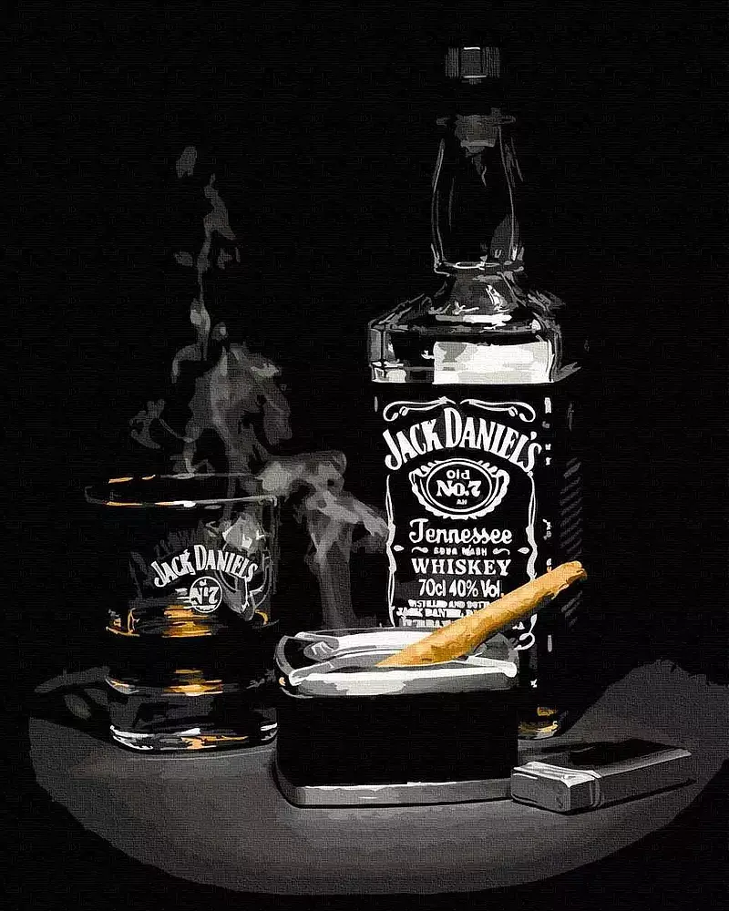 Malowanie po numerach whisky z cygarem