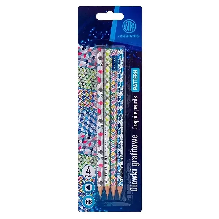 Ołówki grafitowe trójkątne hb astrapen patterns 4 szt