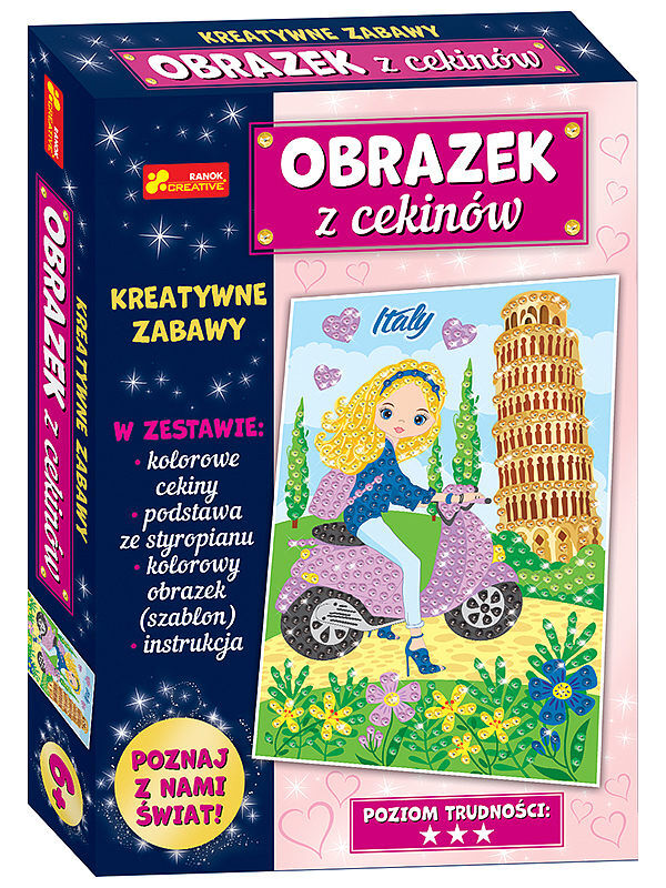Cekinowy obrazek podróże małe i duże włochy