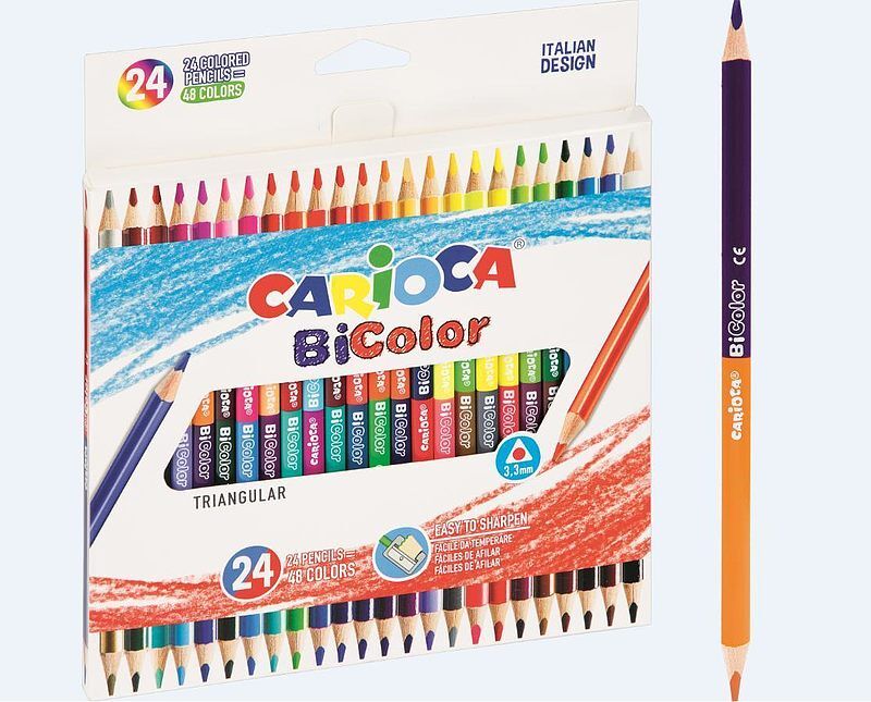 Kredki ołówkowe carioca bicolor 24 szt. 48 kolorów