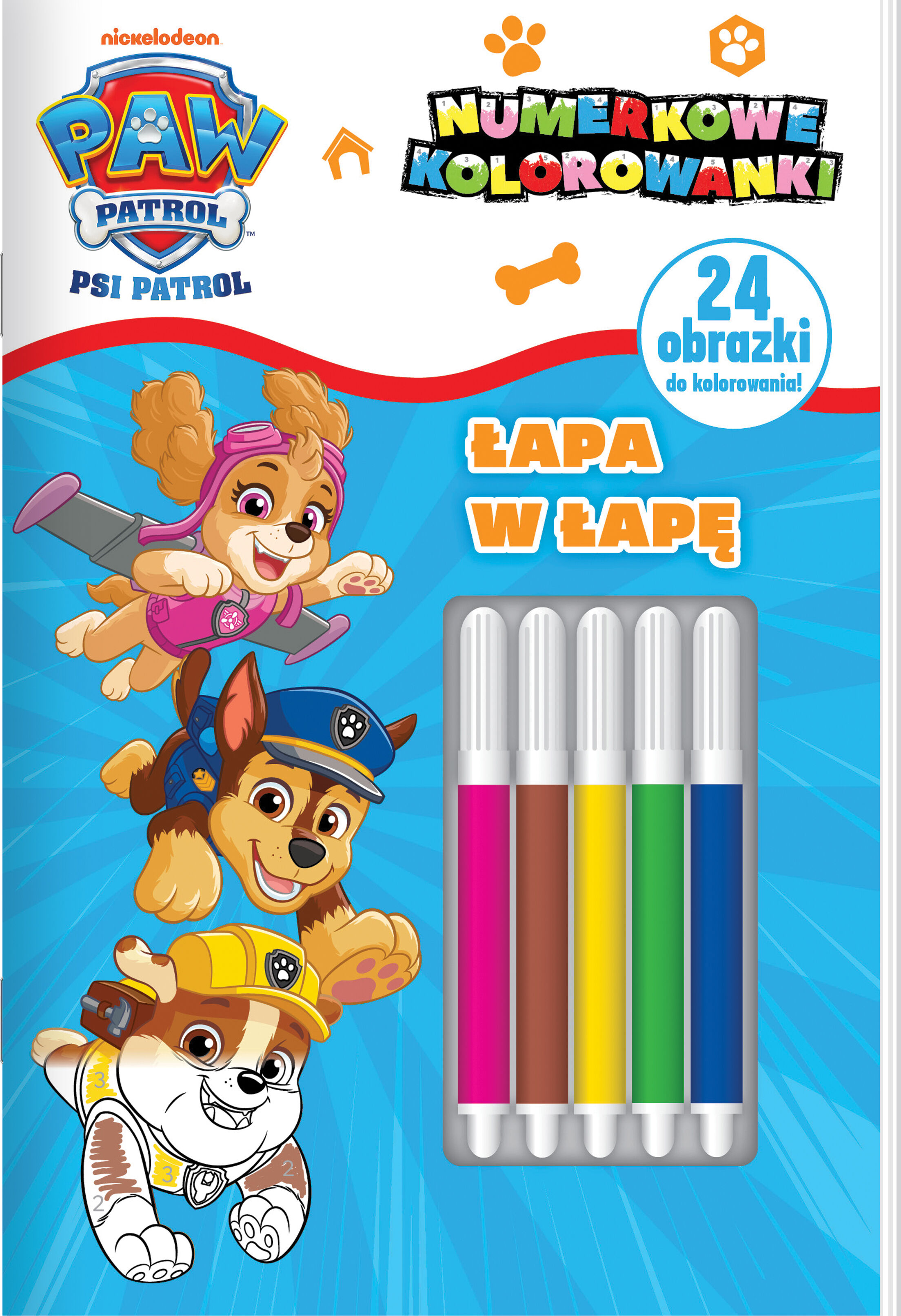 Psi Patrol. Numerkowe kolorowanki. Łapa w łapę