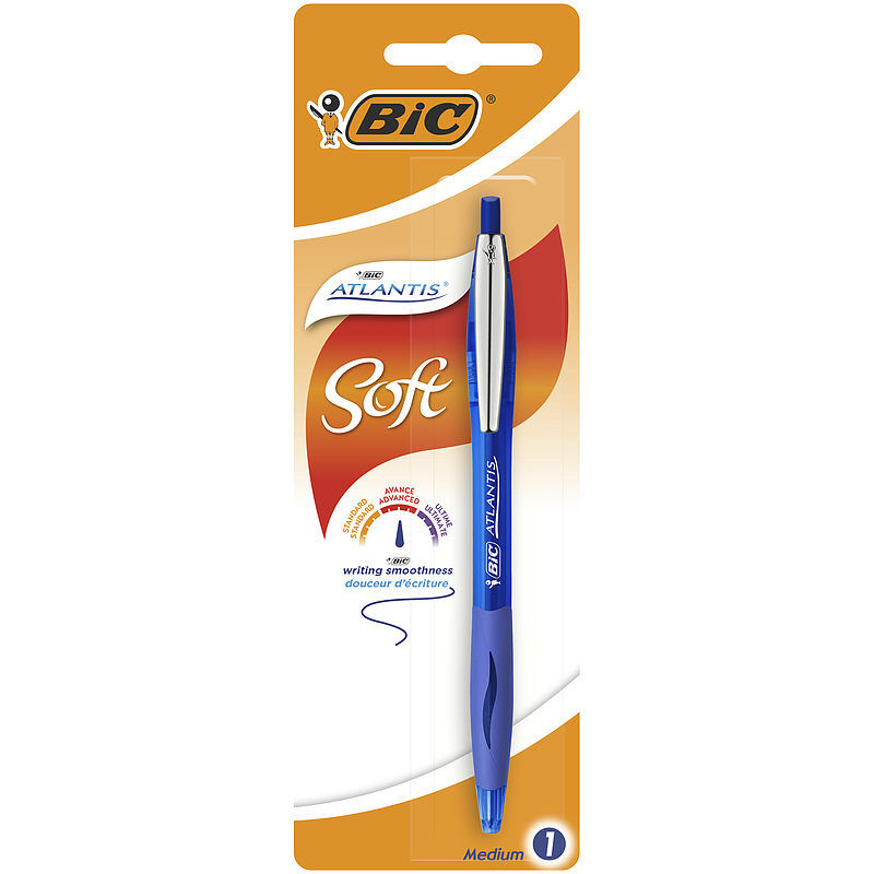 Długopis bic atlantis soft niebieski blister 1szt