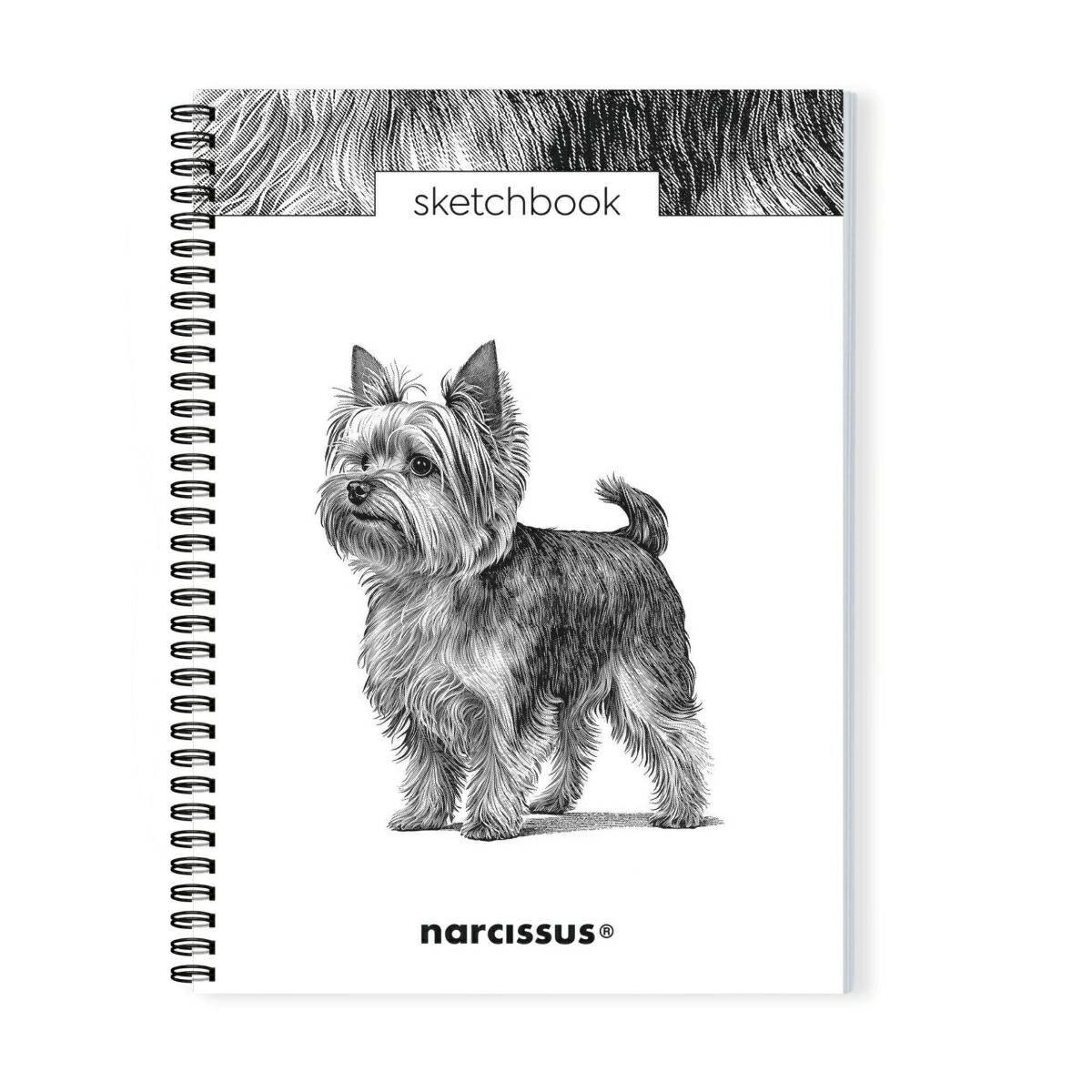 Szkicownik A4 Pies Yorkshire Terrier  na spirali z perforacją 50k