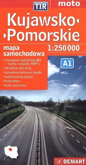 Kujawsko-pomorskie. Mapa samochodowa TIR w skali 1:250 000