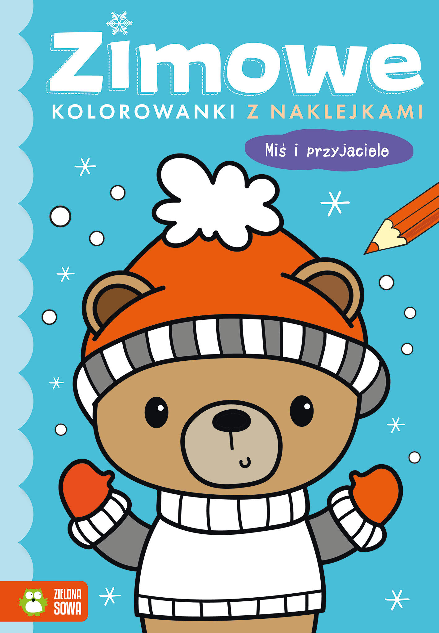 Zimowe kolorowanki z naklejkami. Miś i przyjaciele