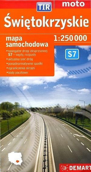 Świętokrzyskie. Mapa samochodowa TIR w skali 1:250 000