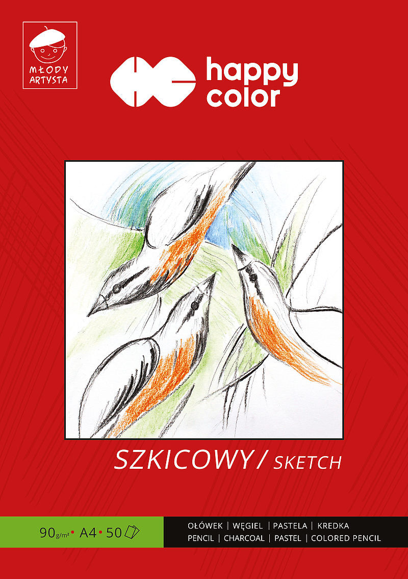Blok happy color szkicowy młody artysta a4 50 arkuszy 90g