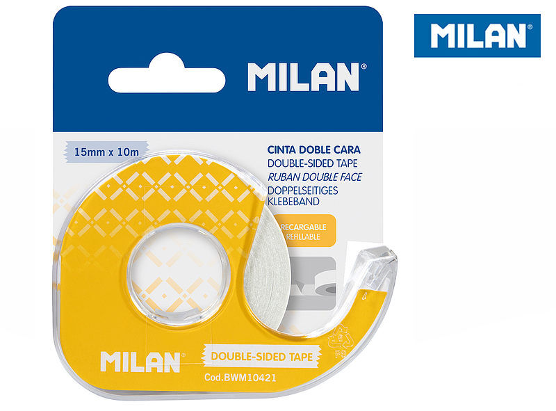 Taśma dwustronna milan 15 mm x 10 m z dyspeneserem na blistrze