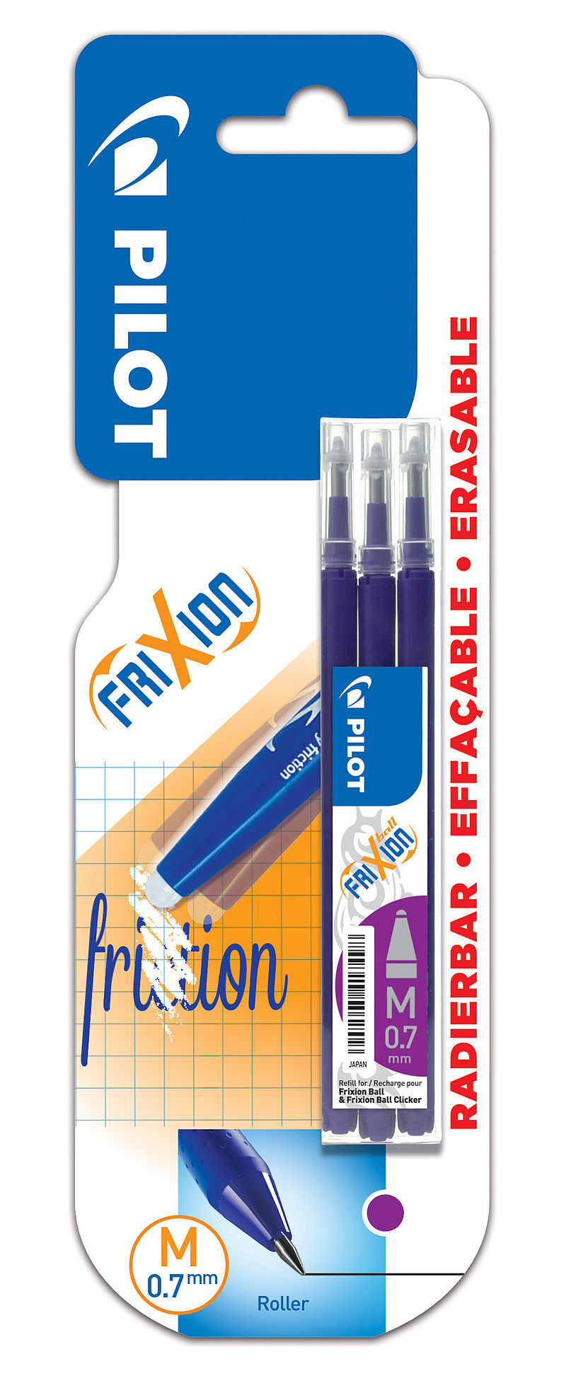 Wkład do długopisu pilot frixion fioletowy 3 sztuki blister