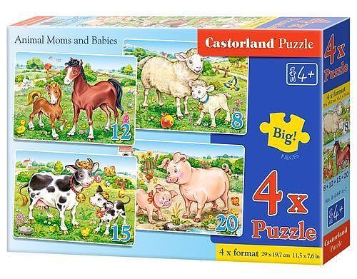 4x1 Puzzle Animal Moms and Babies