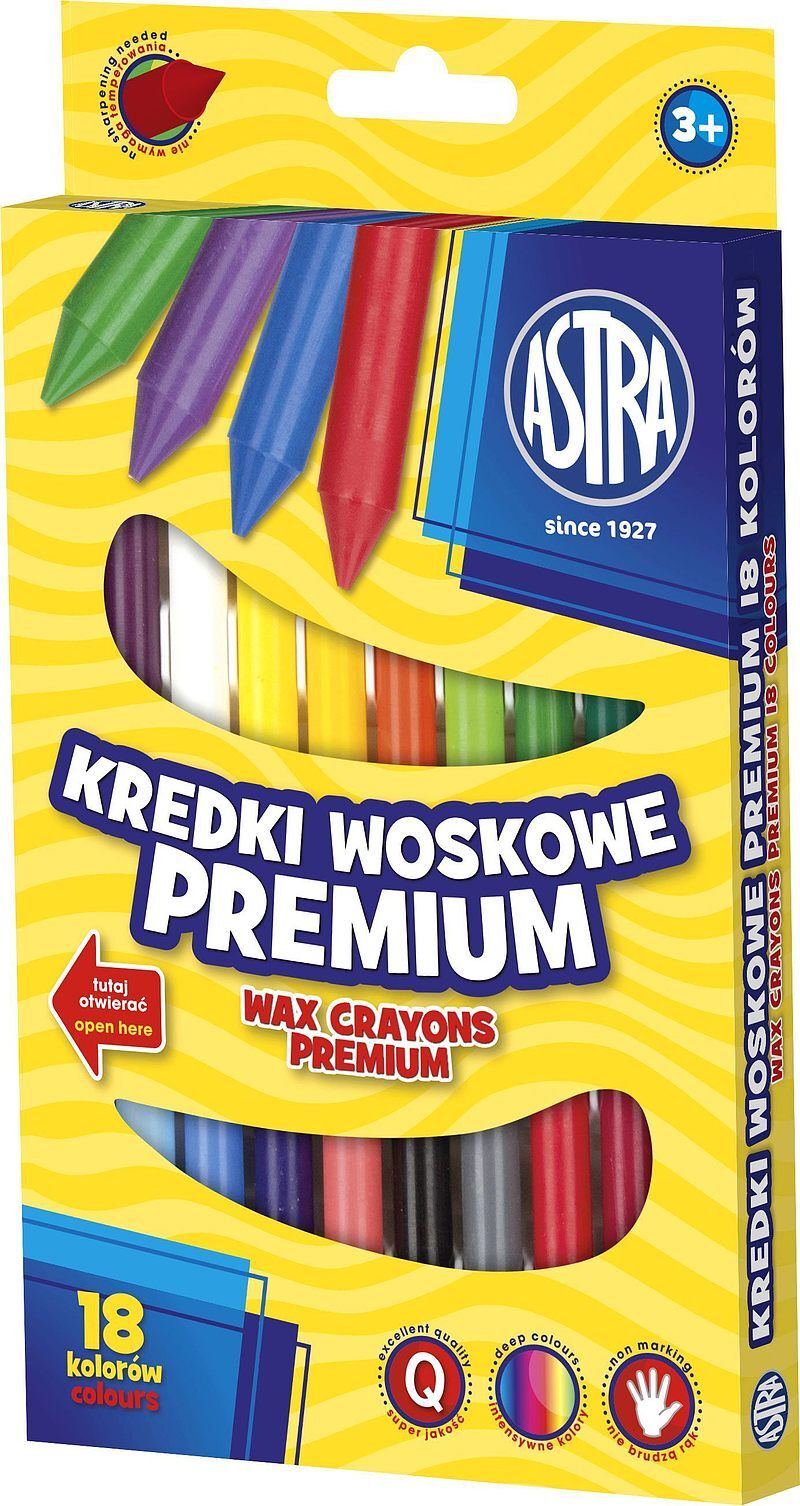 Kredki astra woskowe 18 kolorów
