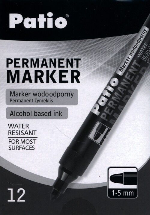 Marker permanentny okrągły czarny 12 sztuk