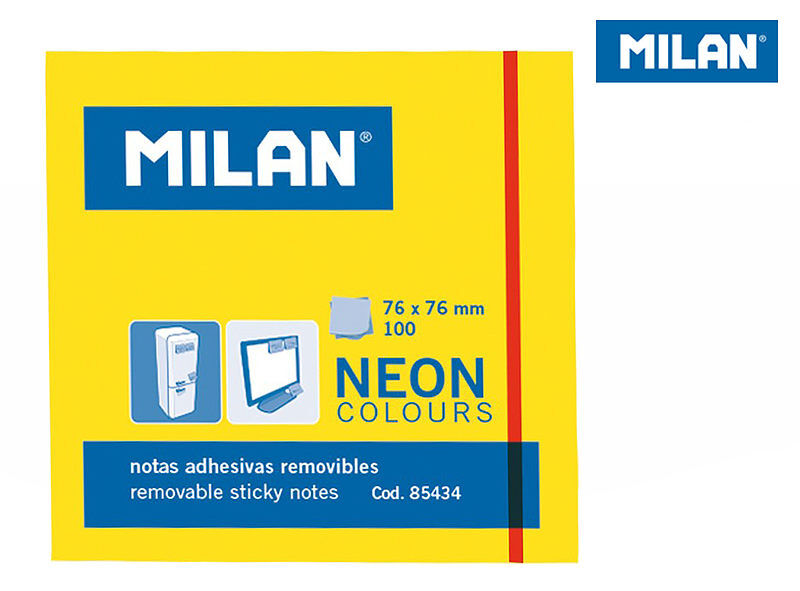 Karteczki milan samoprzylepne 76x76 neon żółte
