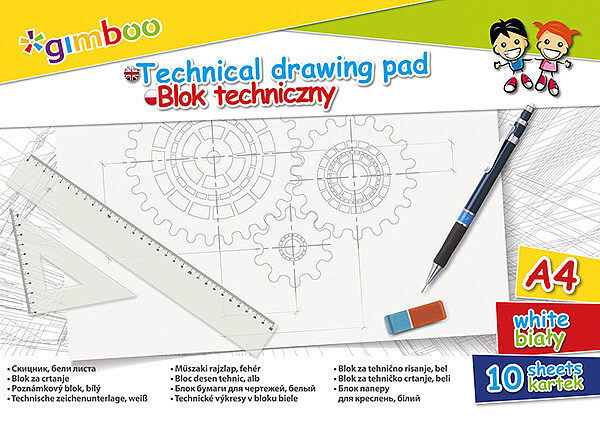 Blok techniczny gimboo a3 10 kartek 150gsm biały