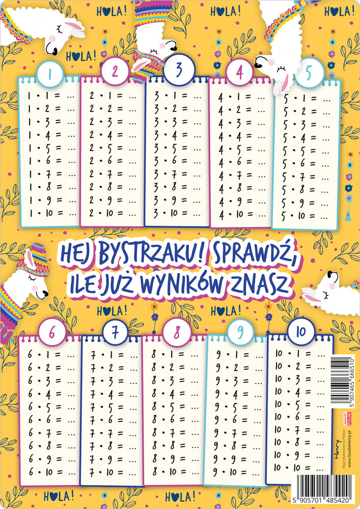 Plansza edukacyjna A4 TABLICZKA MNOŻENIA LAMY