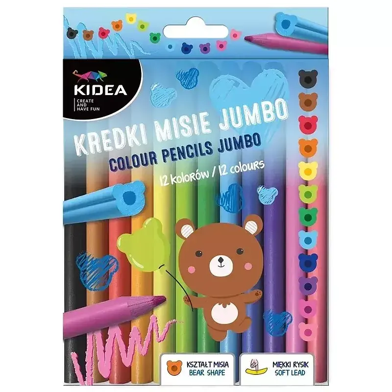 Kredki misie jumbo kidea 12 kolorów