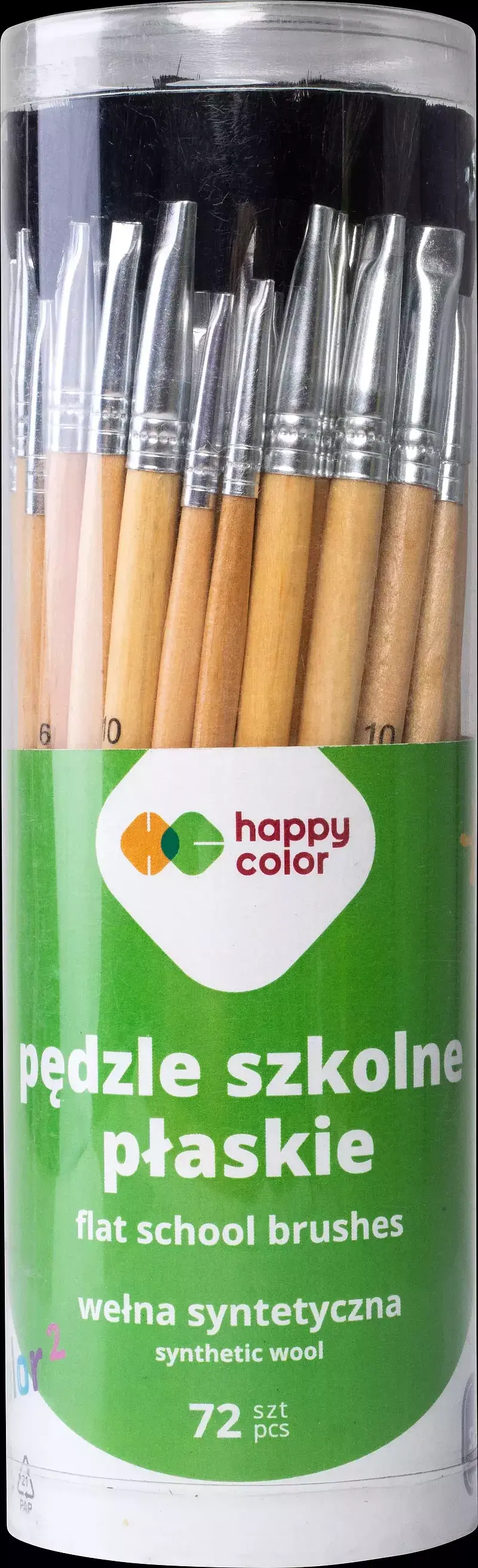 Pędzle szkolne płaskie syntetyczne 2/6/10 happy color mix 72 szt