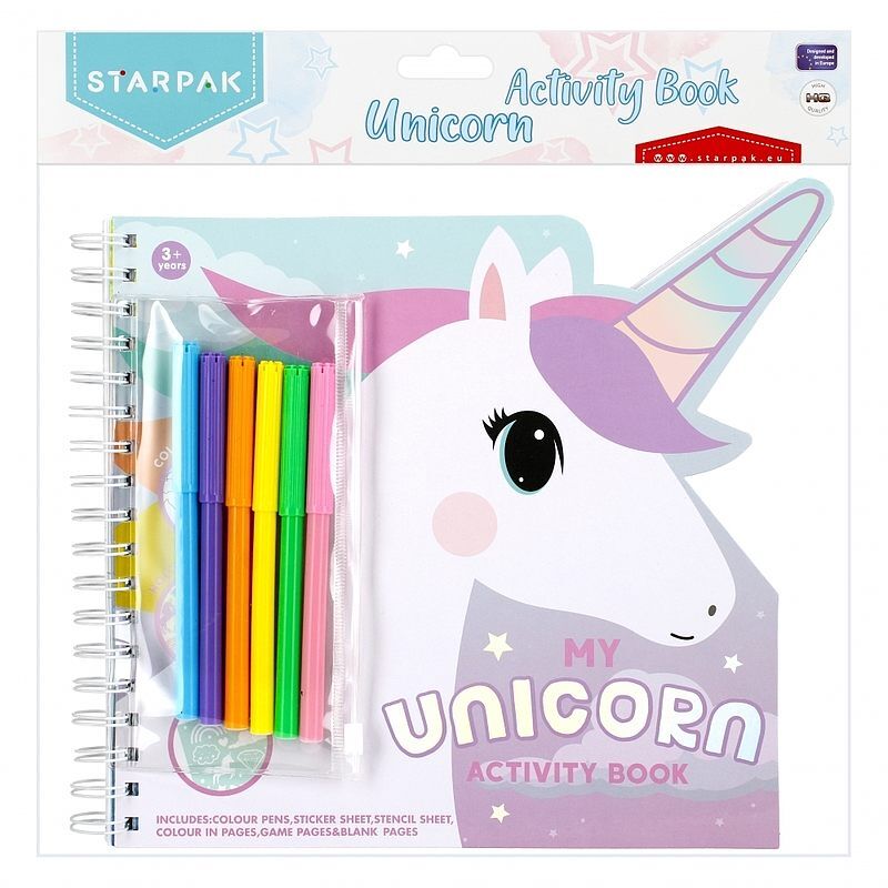 Zestaw kreatywny Unicorn Kolorowanka Naklejki Szablon Pisaki