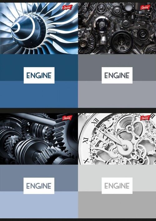 Zeszyt A5 w kratkę 60 kartek Engine 10 sztuk mix