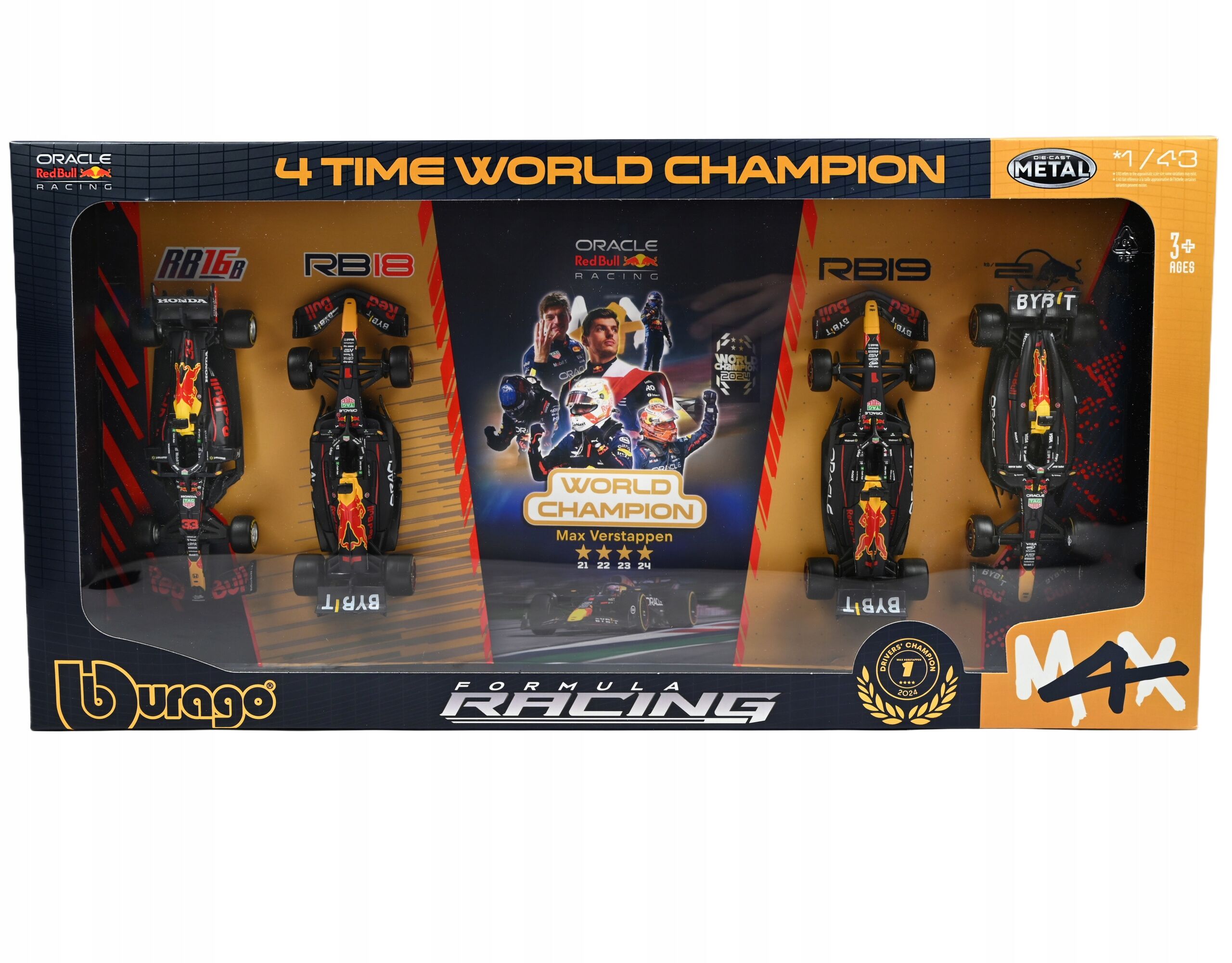 Bburago ZESTAW BOLIDÓW F1 Red Bull Max Verstappen MISTRZ ŚWIATA 1:43 BBURAGO