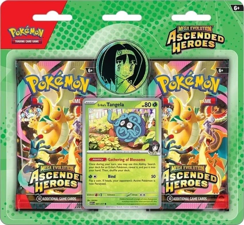 Pokemon TCG Mega Evolution Ascended Heroes  Trainer's 2-pack Blister Erika's Tangela