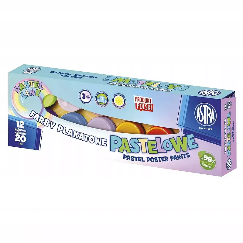 Farby plakatowe pastelowe astra 12 kolorów