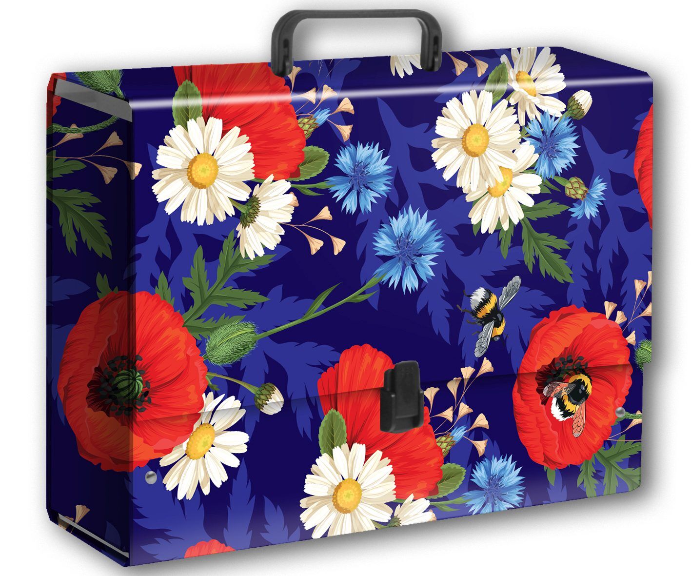 TECZKA Z RĄCZKĄ B4 JUMBO T 0126 KWIATY POLSKIE MAKI W FIOLECIE FOLIA MAT NIERYSUJĄCA