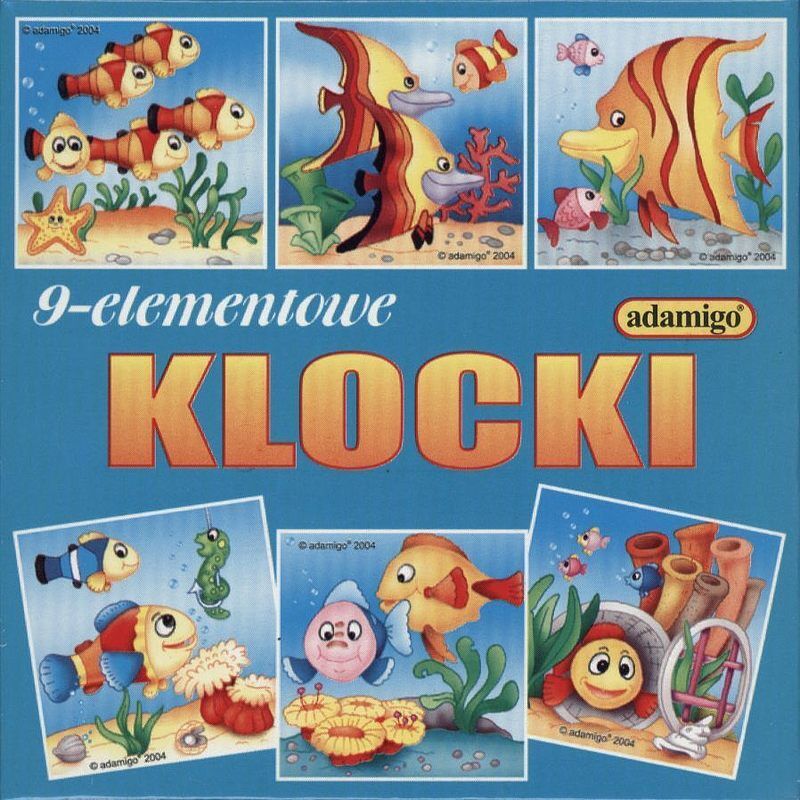 Klocki 9 elementowe zwierzęta świata niebieski