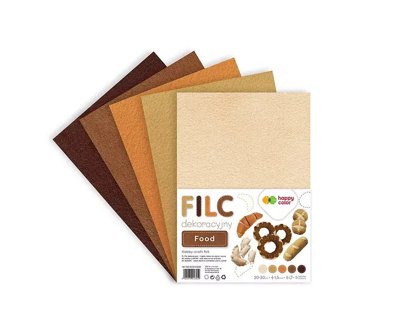 Filc dekoracyjny food 20x30 cm 1,5 mm 5 arkuszy happy color