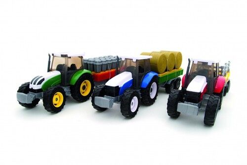Traktor niebieski + przyczepa z sianem 1:32