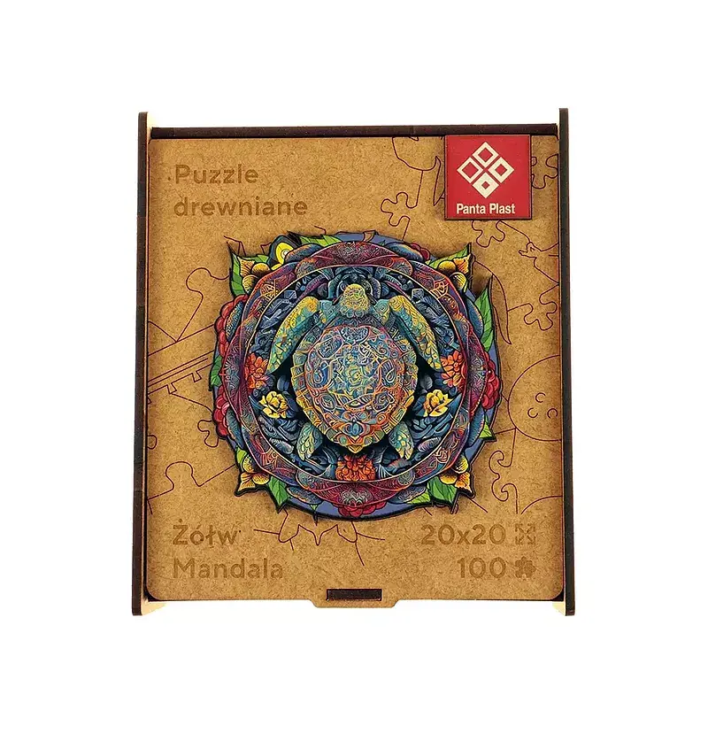 Puzzle 100 drewniane a4 żółw mandala