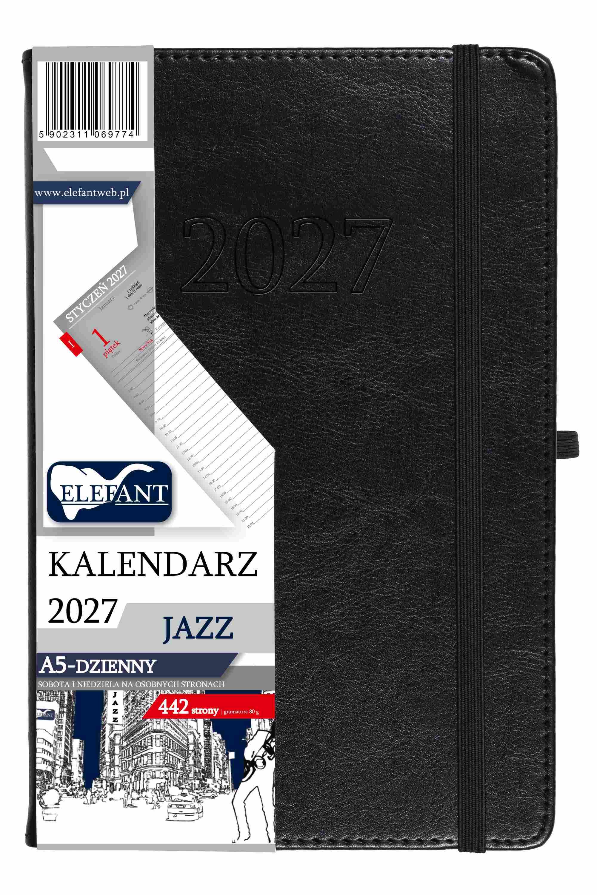 Kalendarz 2027 Jazz A5 dzienny czarny