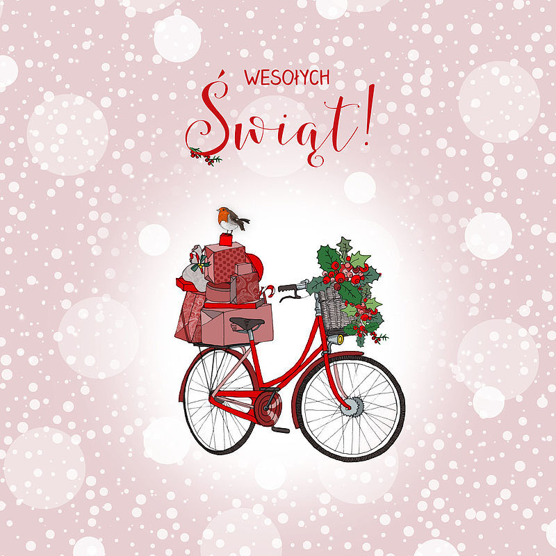 Karnet swarovski kw bn wesołych świąt! rower