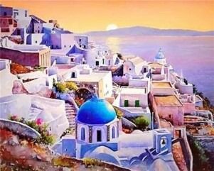 Malowanie po numerach Miasto Santorini domki