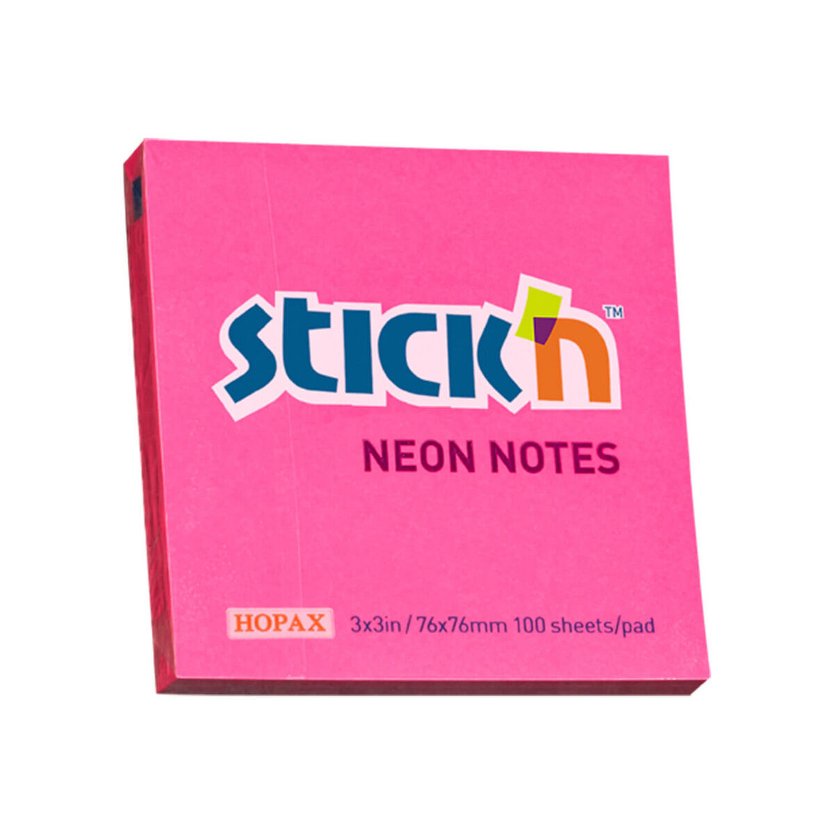 Notes samoprzylepny 76x76 mm ciemnoróżowy neon 100 kartek