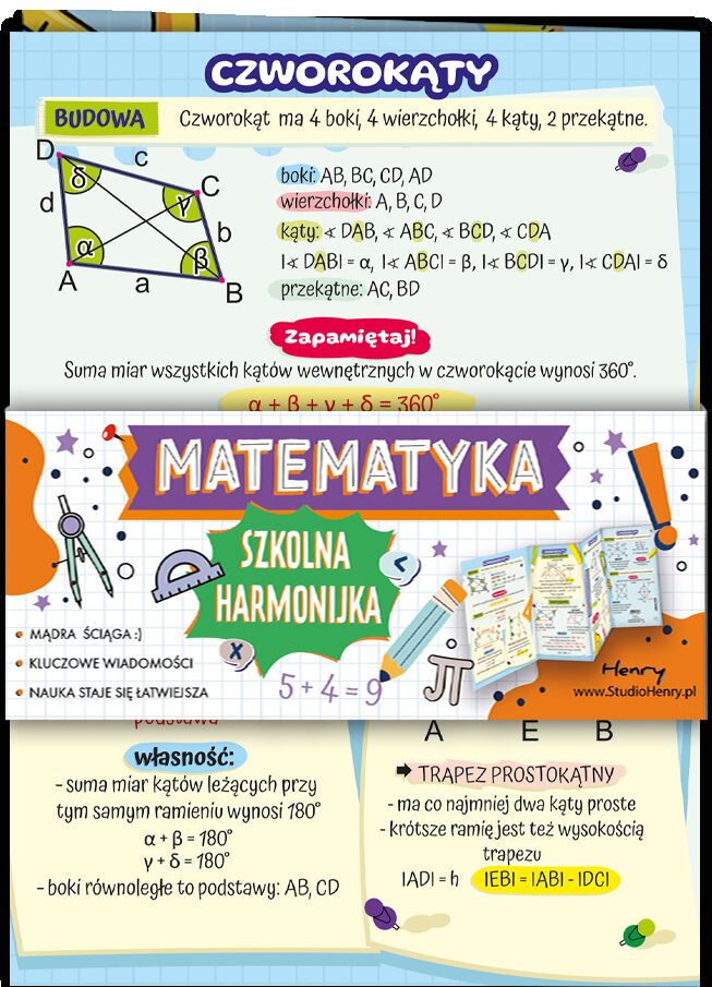Ściąga Harmonjka Matematyka trójkąty i czworokąty