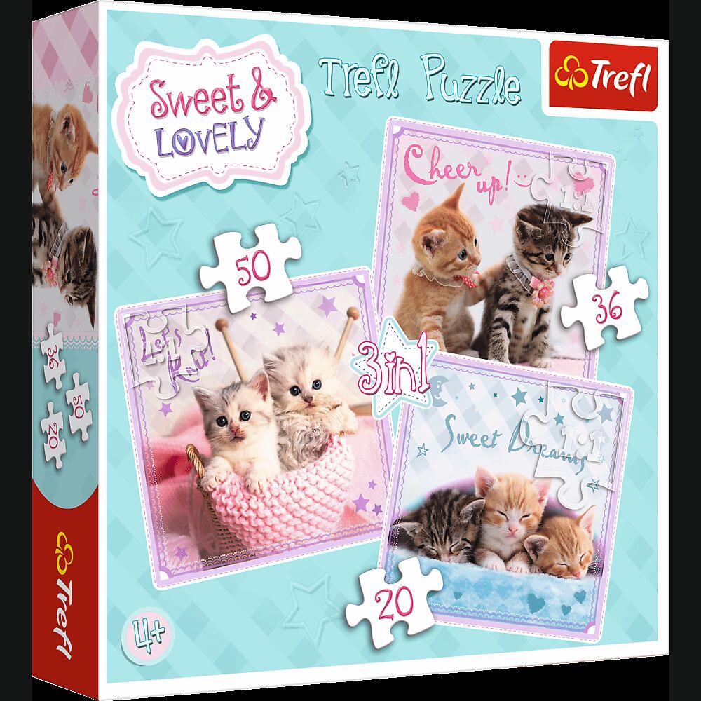 Puzzle 3w1 (20,36,50) Słodkie kotki sweet and lovely 34809