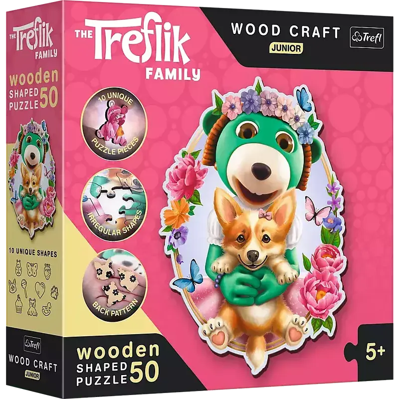 Puzzle 50 drewniane wood craft junior wesołe trefliki 20206