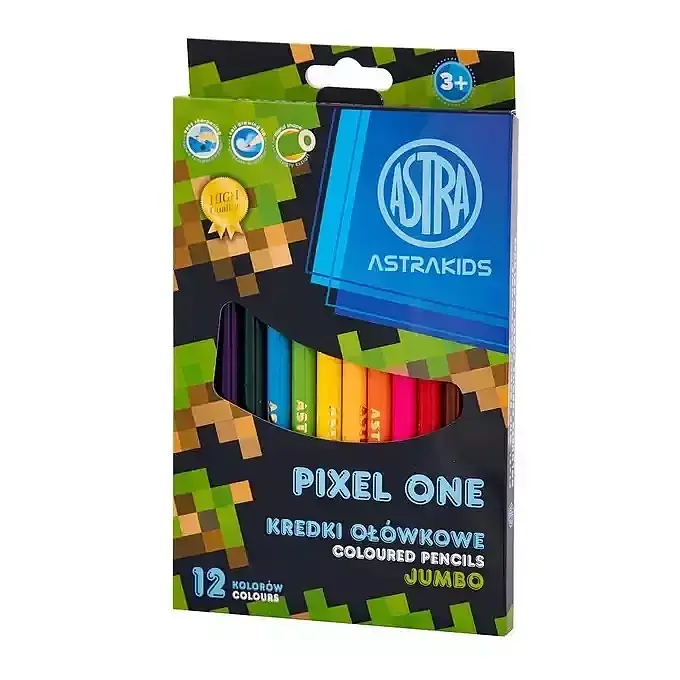 Kredki ołówkowe okrągłe jumbo astrakids pixel one 12 kolorów