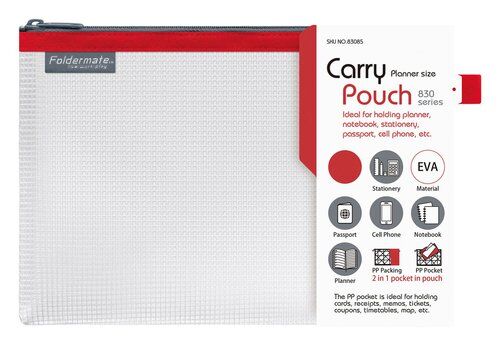 Torebka na zamek Mesh EVA, 24cm x 17cm CZERWONA