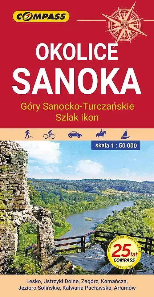 Okolice Sanoka. Góry Sanocko-Turczańskie. Szlak ikon. Mapa turystyczna w skali 1:50 000