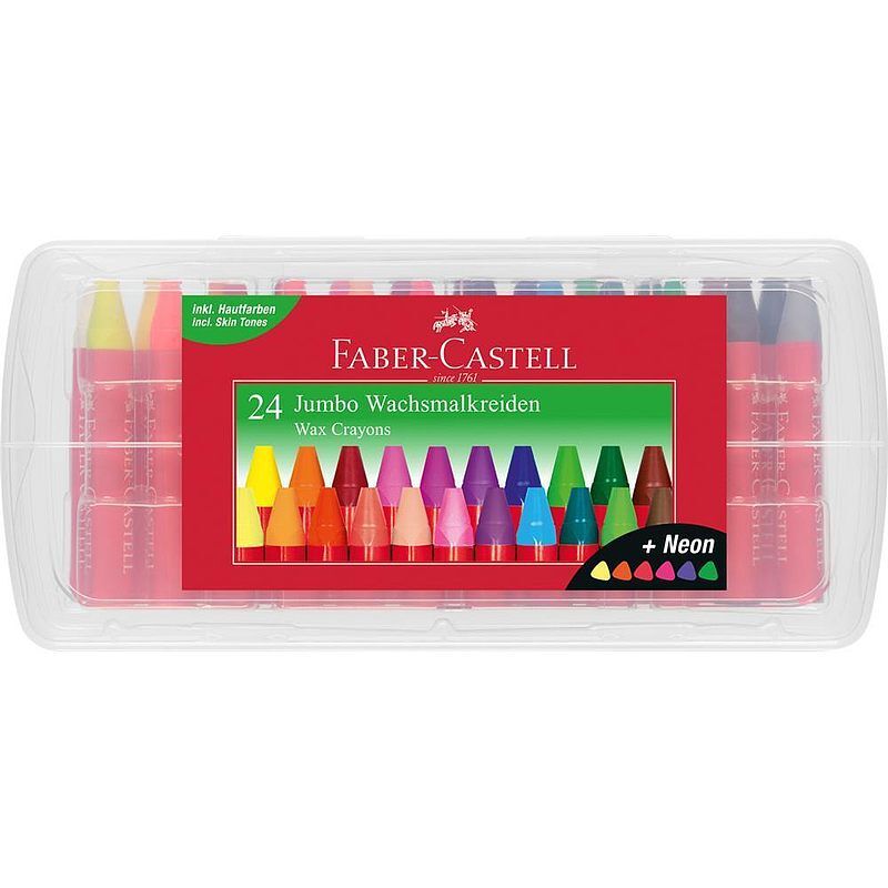 Kredki woskowe trójkątne faber-castell 24 kolory w tym 6 kolorów neonowych